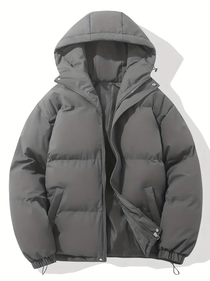 Roze dames winterjas met verstelbare capuchon, isolerende voering en elastische manchetten voor comfort en stijl.