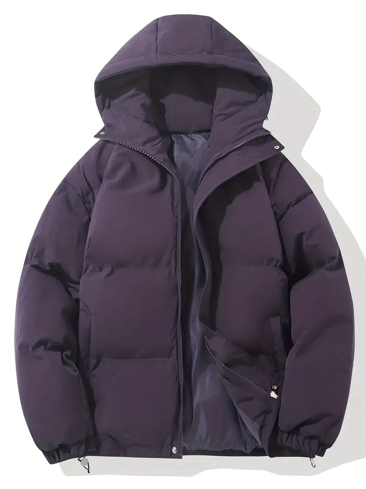 Roze dames winterjas met verstelbare capuchon, isolerende voering en elastische manchetten voor comfort en stijl.