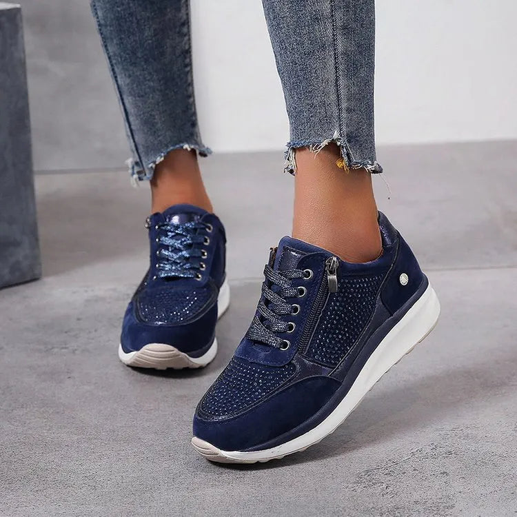 "Roze ergonomische damessneakers met ademende stof en verstelbare pasvorm, ideaal voor de lente."