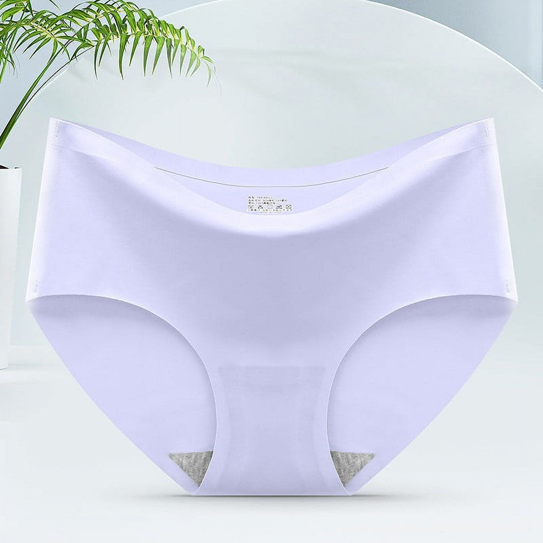 "Set van 5 zijdezachte naadloze damesslips in zwart, wit, beige, paars en roze, perfect voor ultiem comfort."