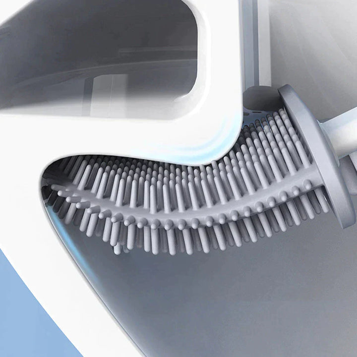 "Siliconen toiletborstel met flexibele kop, hygiënisch, duurzaam design, geschikt voor elke wc-oppervlakte, ecologisch."