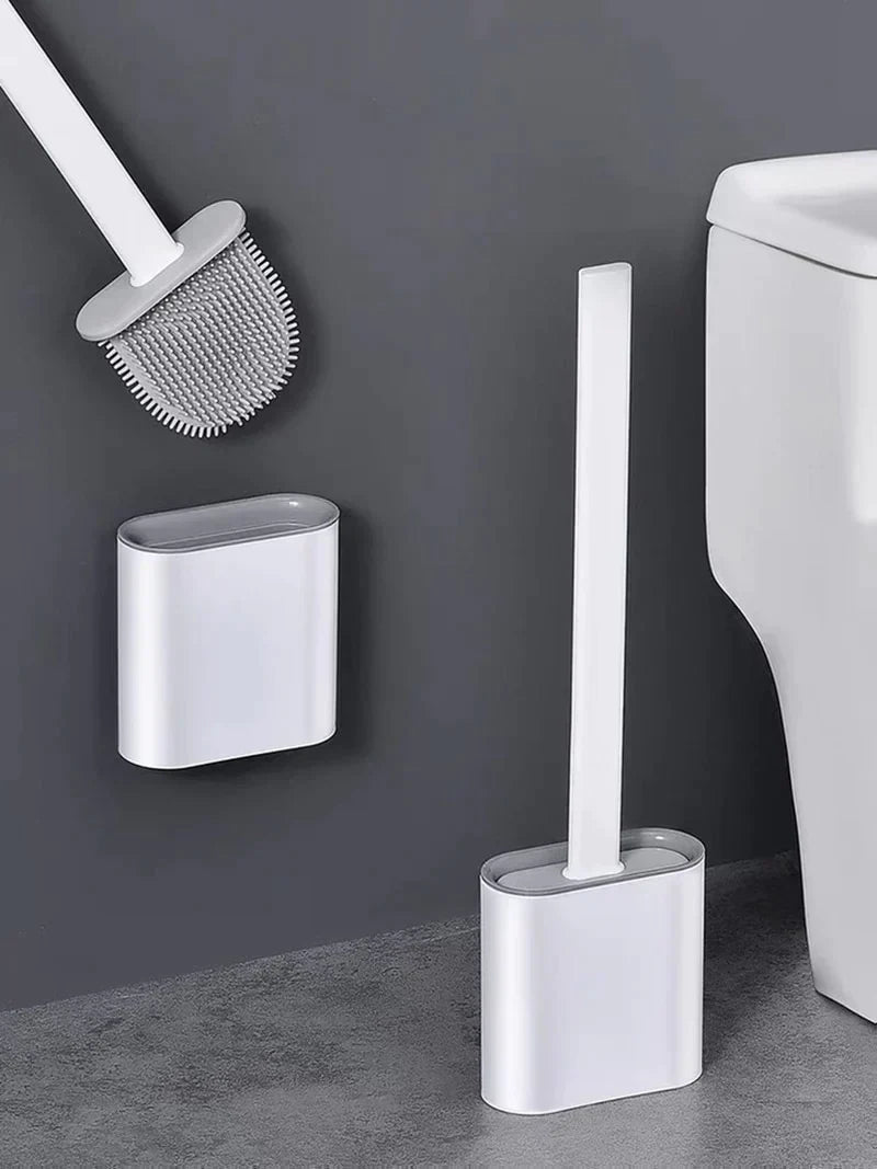 "Siliconen toiletborstel met flexibele kop, hygiënisch, duurzaam design, geschikt voor elke wc-oppervlakte, ecologisch."
