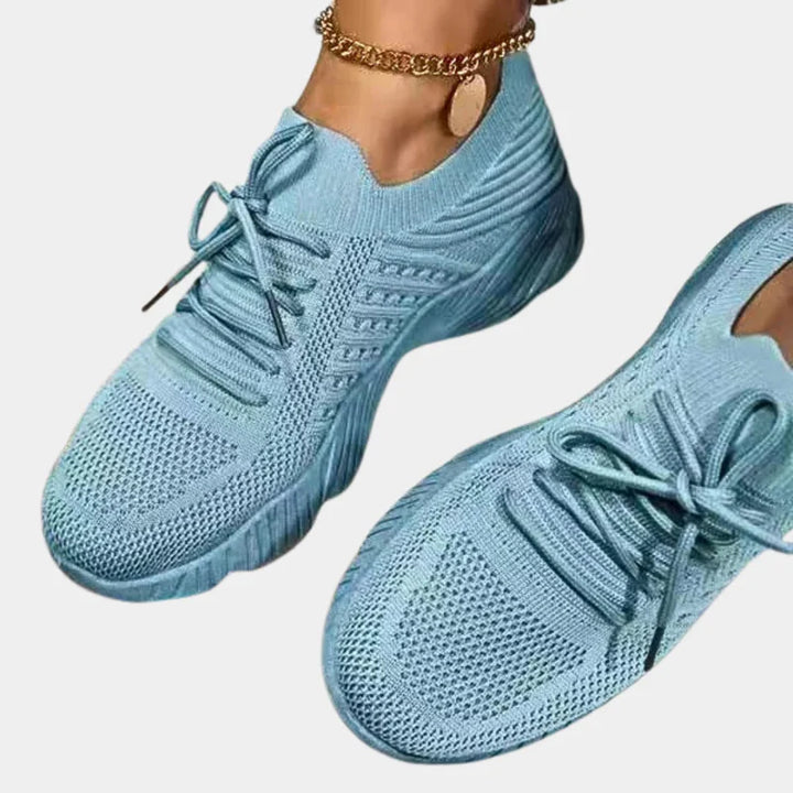 "Skye orthopedische sneakers, dames schoenen, ergonomisch ontwerp met ademende stof, lichtgrijs, vetersluiting"