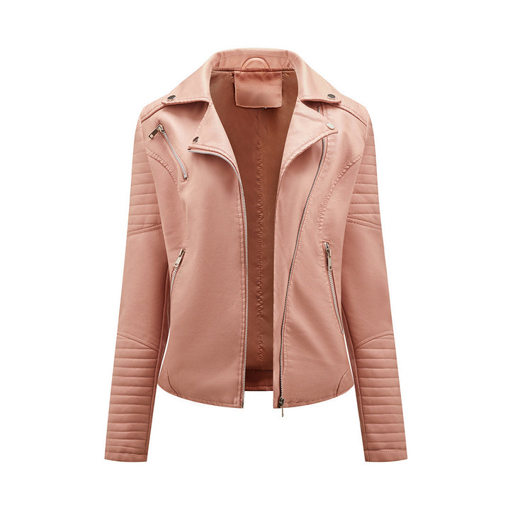 "Sophie leren jas zwart, asymmetrische rits, reverskraag, stijlvol en elegant leerjack voor dames."