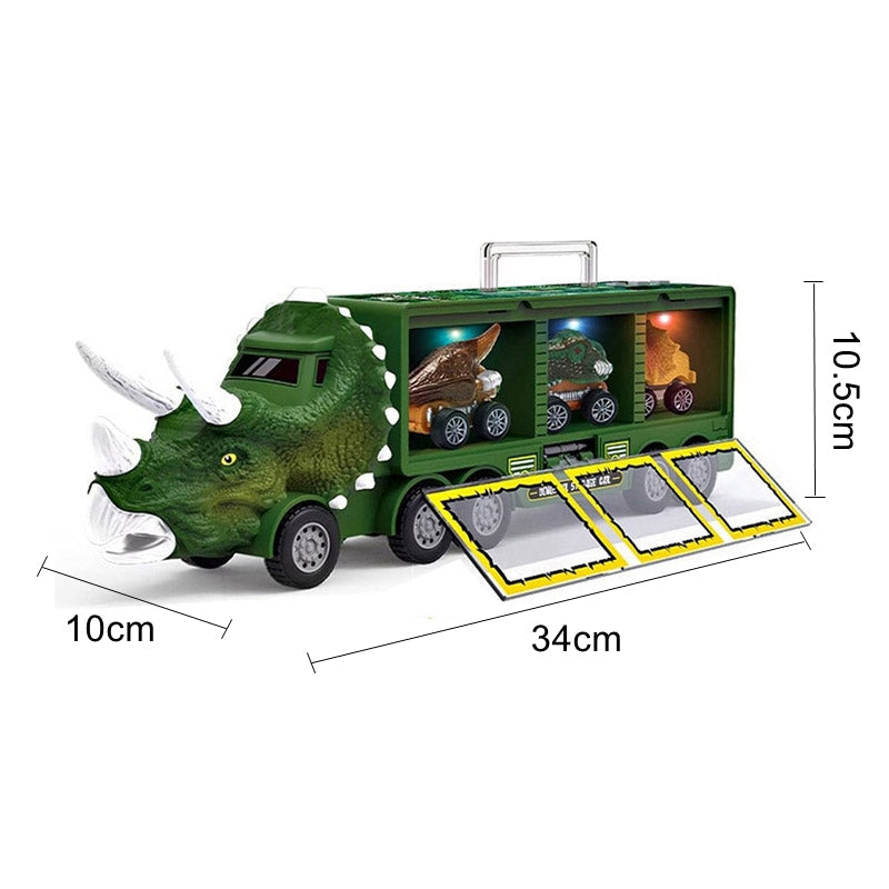 "Speelgoedvrachtwagen met dino, licht- en geluidseffecten, kleurrijk ontwerp, stimuleert kinderverbeelding, autootjes inbegre