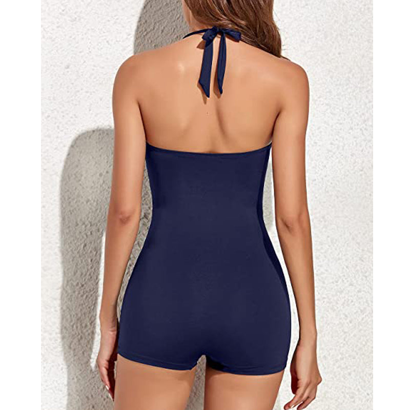 "Sportief boyleg badpak zwart voor dames, flatterende pasvorm, comfort en stijl voor zomerse activiteiten"
