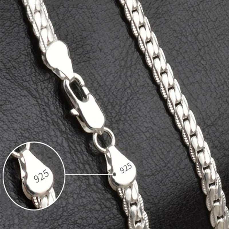 Sterling zilveren halsketting, tijdloze elegantie, glanzend 925 zilver, verfijnde afwerking, perfect voor elke gelegenheid.