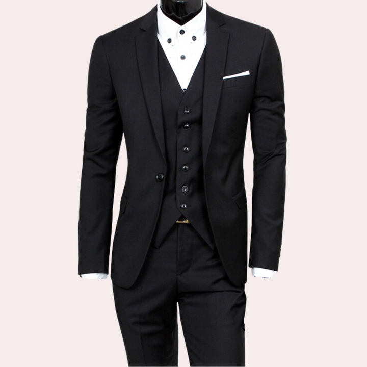 Stijlvol 3-delig zomerkostuum heren met blazer, colbert en broek in elegante pasvorm, ideaal voor elke formele gelegenheid.