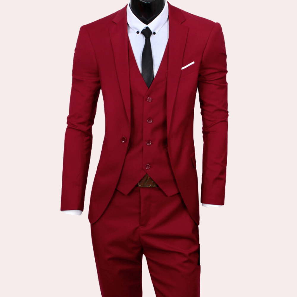 Stijlvol 3-delig zomerkostuum heren met blazer, colbert en broek in elegante pasvorm, ideaal voor elke formele gelegenheid.