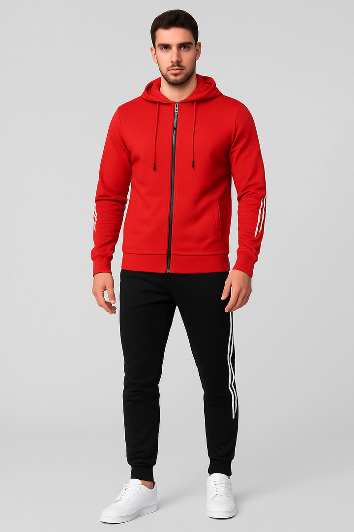 "Stijlvol Adonis heren sporttrainingspak, comfortabel lichtgrijs ontwerp ideaal voor sportieve en casual gelegenheden."