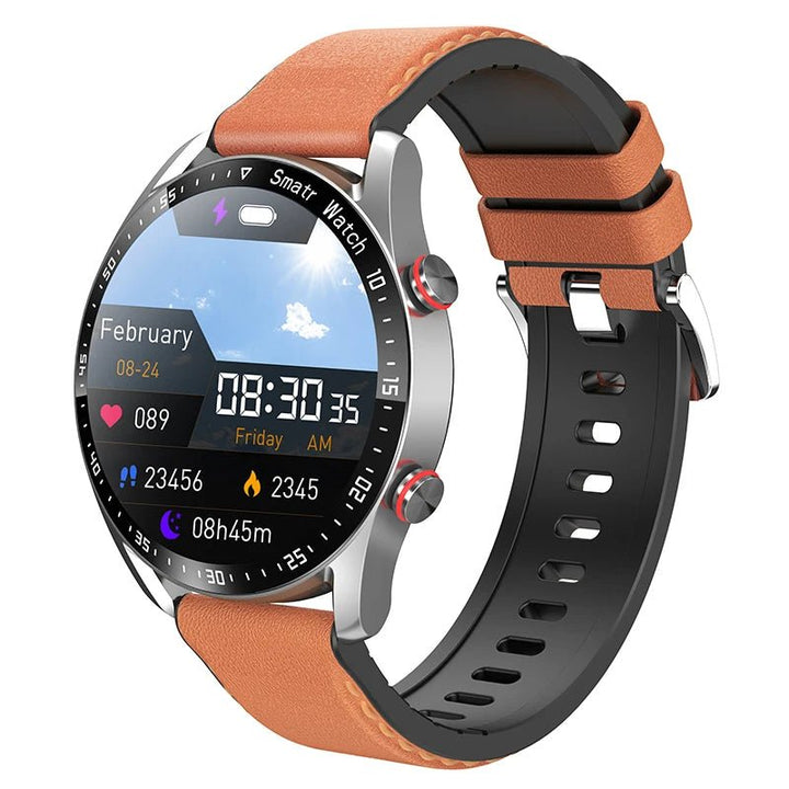 "Stijlvol gezondheidsmonitor horloge met glucosemeter, zwart siliconen band, elegant en modern ontwerp voor dagelijks gebruik