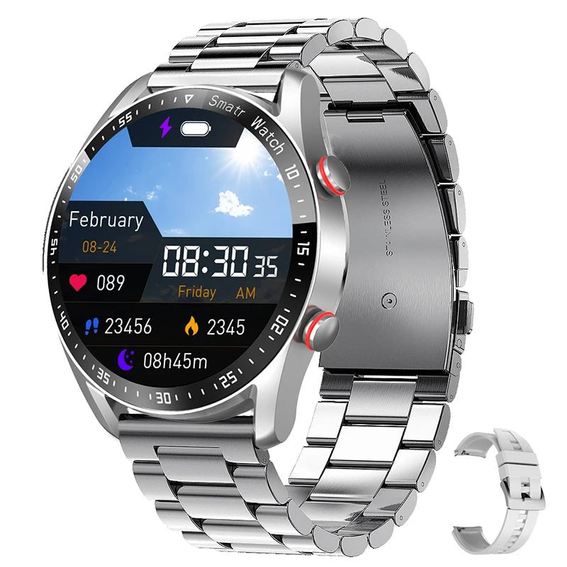 "Stijlvol gezondheidsmonitor horloge met glucosemeter, zwart siliconen band, elegant en modern ontwerp voor dagelijks gebruik