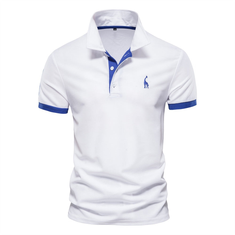 "Stijlvol heren polo shirt, slim fit, korte mouwen, effen ontwerp met subtiele kleuren, smart casual look, ademend materiaal.