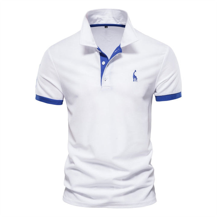 "Stijlvol heren polo shirt, slim fit, korte mouwen, effen ontwerp met subtiele kleuren, smart casual look, ademend materiaal.