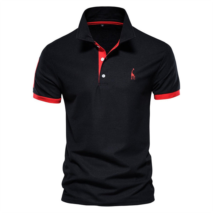 "Stijlvol heren polo shirt, slim fit, korte mouwen, effen ontwerp met subtiele kleuren, smart casual look, ademend materiaal.