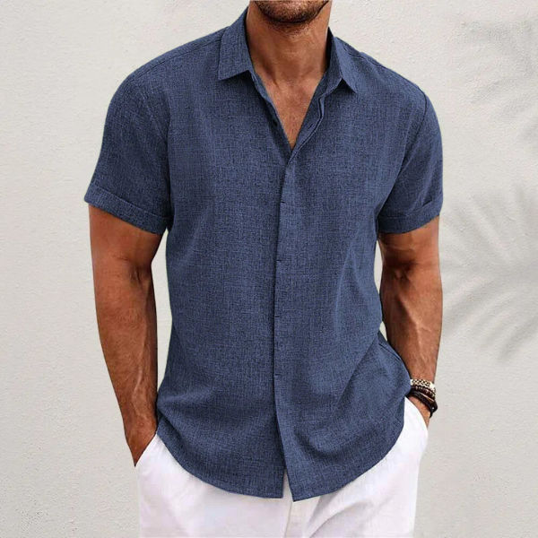 Stijlvol herenoverhemd met korte mouwen van ademend katoen, perfect voor zomerse dagen en veelzijdige stijlen.