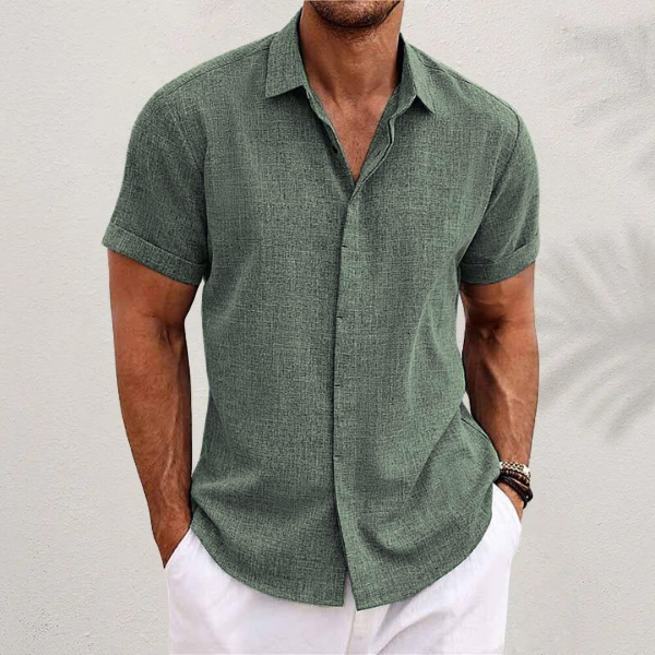 Stijlvol herenoverhemd met korte mouwen van ademend katoen, perfect voor zomerse dagen en veelzijdige stijlen.