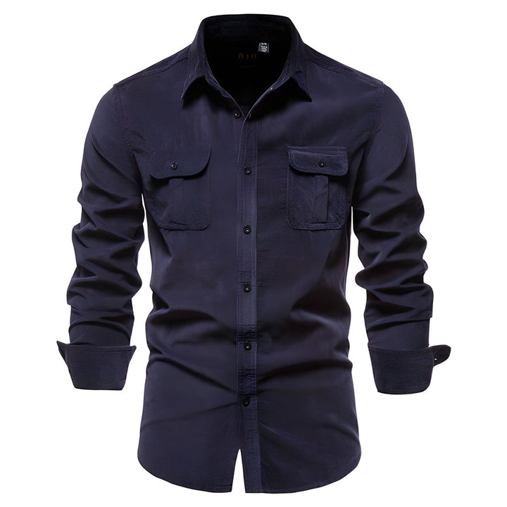 Stijlvol herenoverhemd met strakke knoopsluiting en klassieke kraag, verkrijgbaar in donkergrijs. Tijdloos en casual design.
