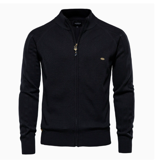 "Stijlvol katoenen argyle vest met volledige ritssluiting, opstaande kraag en klassiek patroon voor mannen, maten S-2XL."
