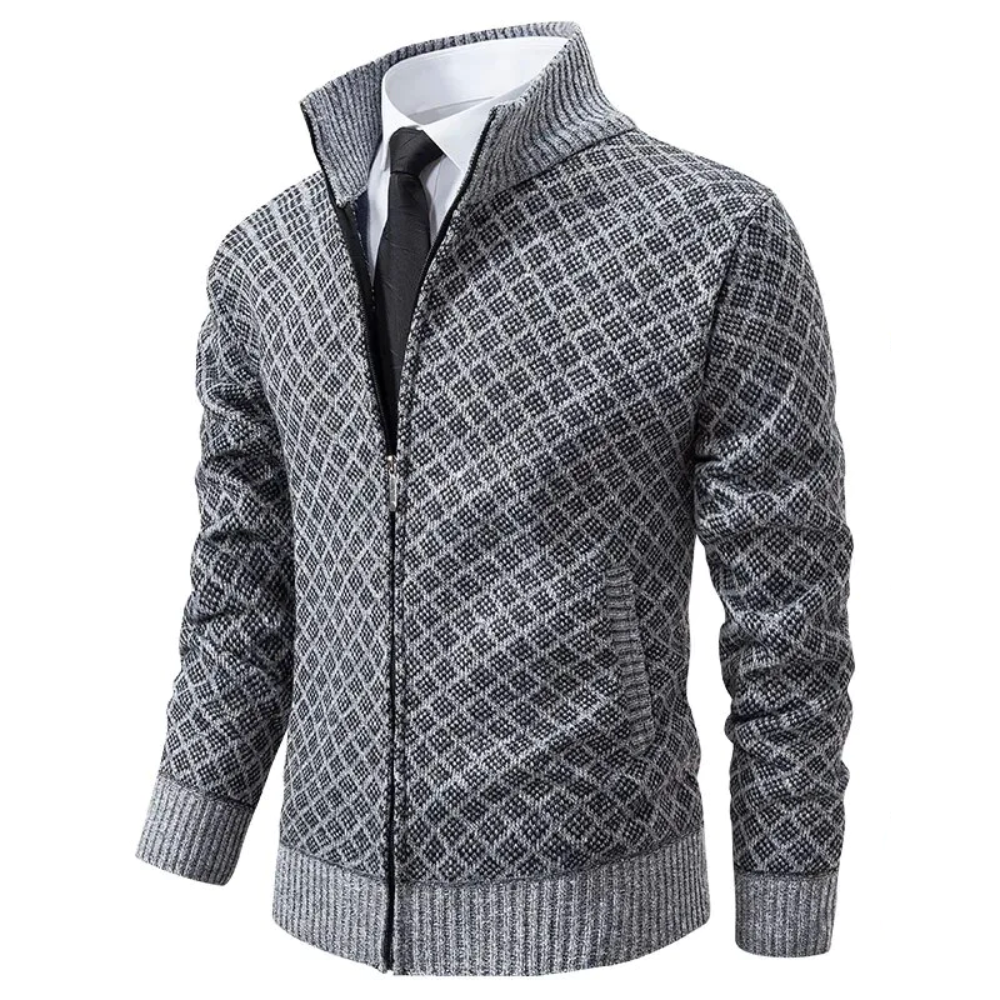 "Stijlvol luxe wollen vest met moderne schuine ruitenprint, slanke pasvorm, ideaal voor zakelijke en informele gelegenheden."