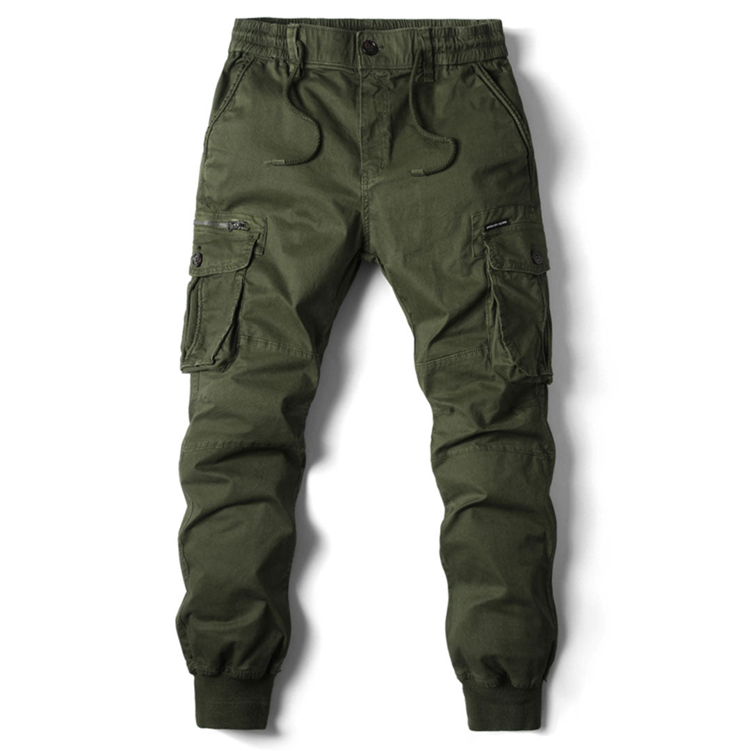 "Stijlvolle cargo joggingbroek heren, woestijntaupe, ergonomische pasvorm, functionele zakken voor modieuze en comfortabele l