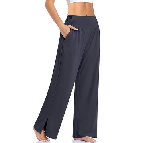 "Stijlvolle Catalina yoga broek met wijde pijpen, comfortabele elastische tailleband en zacht ademend materiaal."