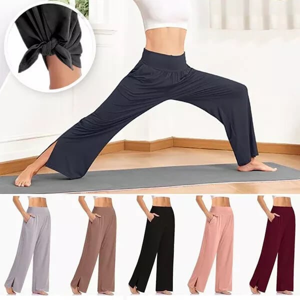 "Stijlvolle Catalina yoga broek met wijde pijpen, comfortabele elastische tailleband en zacht ademend materiaal."
