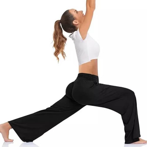 "Stijlvolle Catalina yoga broek met wijde pijpen, comfortabele elastische tailleband en zacht ademend materiaal."