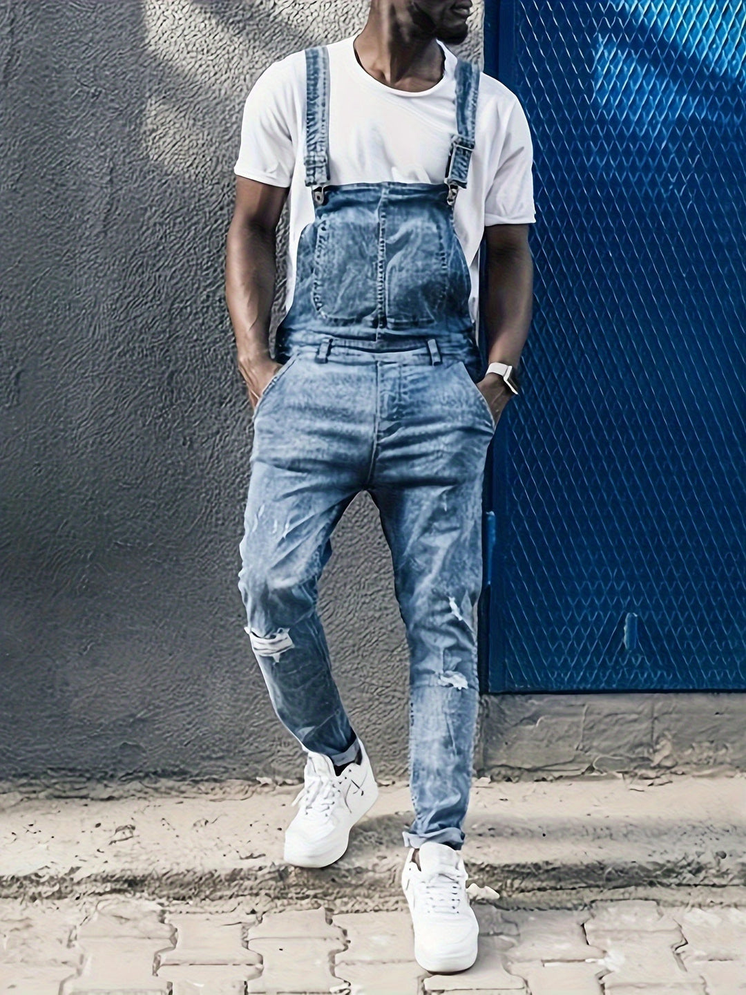 "Stijlvolle Daan denim overall heren, regular fit, effen kleur, vervaardigd uit hoogwaardig premium denim voor veelzijdig geb