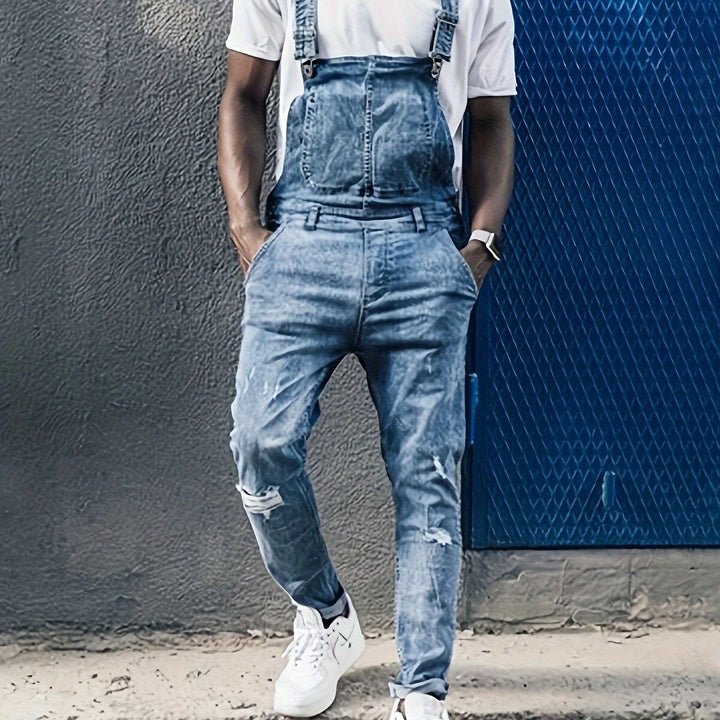 "Stijlvolle Daan denim overall heren, regular fit, effen kleur, vervaardigd uit hoogwaardig premium denim voor veelzijdig geb