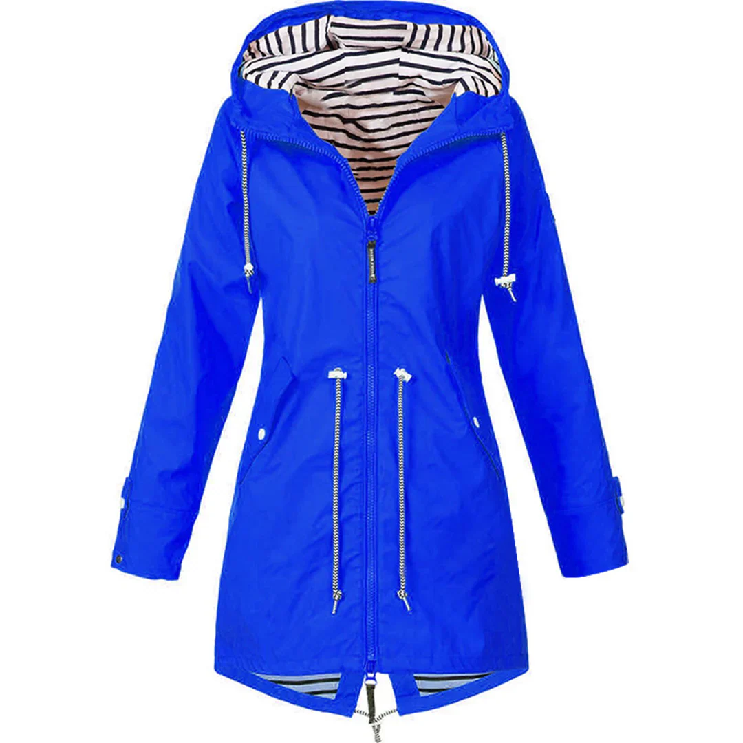 "Stijlvolle dames regenjas, waterdicht en elegant, flatterende pasvorm in diverse kleuren en maten, perfect voor regenachtige
