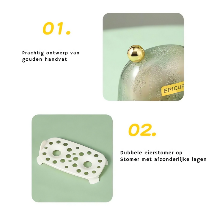 "Stijlvolle elektrische eierkoker met vintage design, geschikt voor 2 eieren, ideaal voor snel en perfect ontbijt."