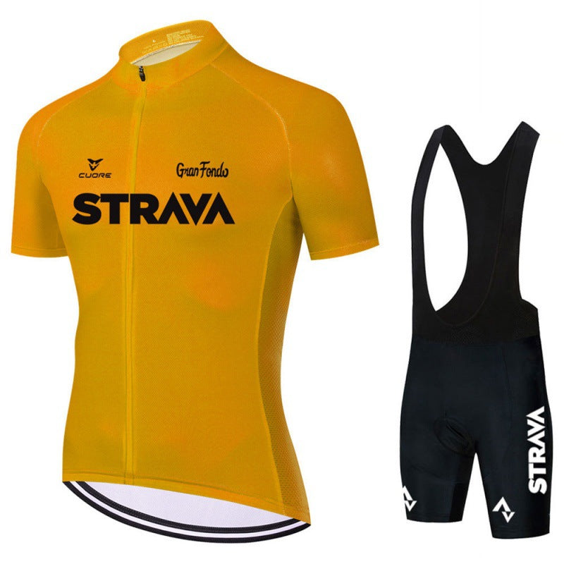 "Stijlvolle fietsjersey set, blauw en ademend, met lange mouwen en praktische zakken, ideaal voor comfort en prestaties."