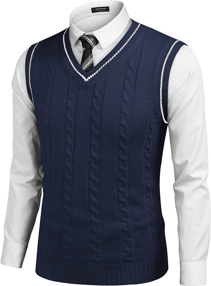 Stijlvolle gebreide pullover vest met V-hals, ademend en zacht, elegante strepen, perfecte pasvorm voor dames.