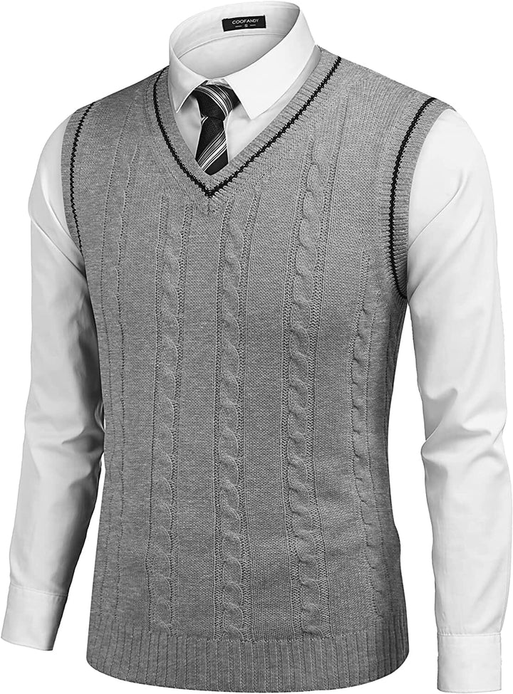 Stijlvolle gebreide pullover vest met V-hals, ademend en zacht, elegante strepen, perfecte pasvorm voor dames.