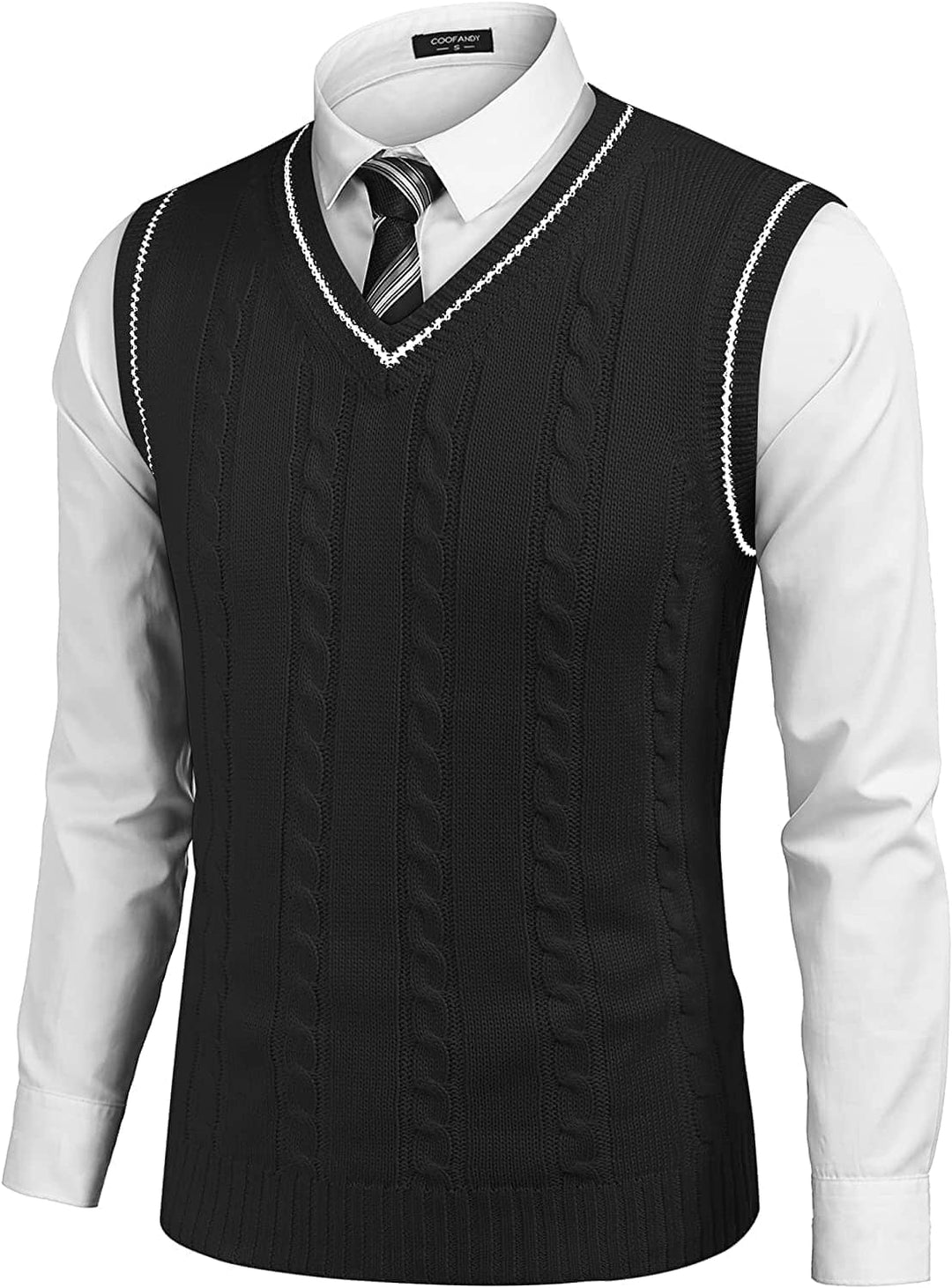 Stijlvolle gebreide pullover vest met V-hals, ademend en zacht, elegante strepen, perfecte pasvorm voor dames.