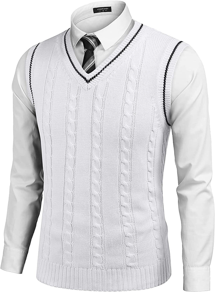 Stijlvolle gebreide pullover vest met V-hals, ademend en zacht, elegante strepen, perfecte pasvorm voor dames.