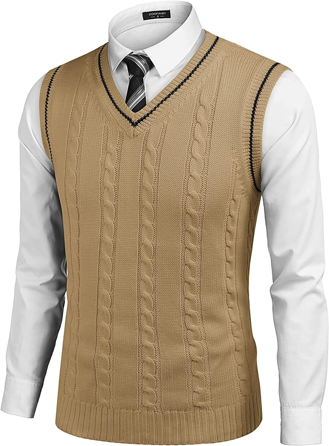 Stijlvolle gebreide pullover vest met V-hals, ademend en zacht, elegante strepen, perfecte pasvorm voor dames.