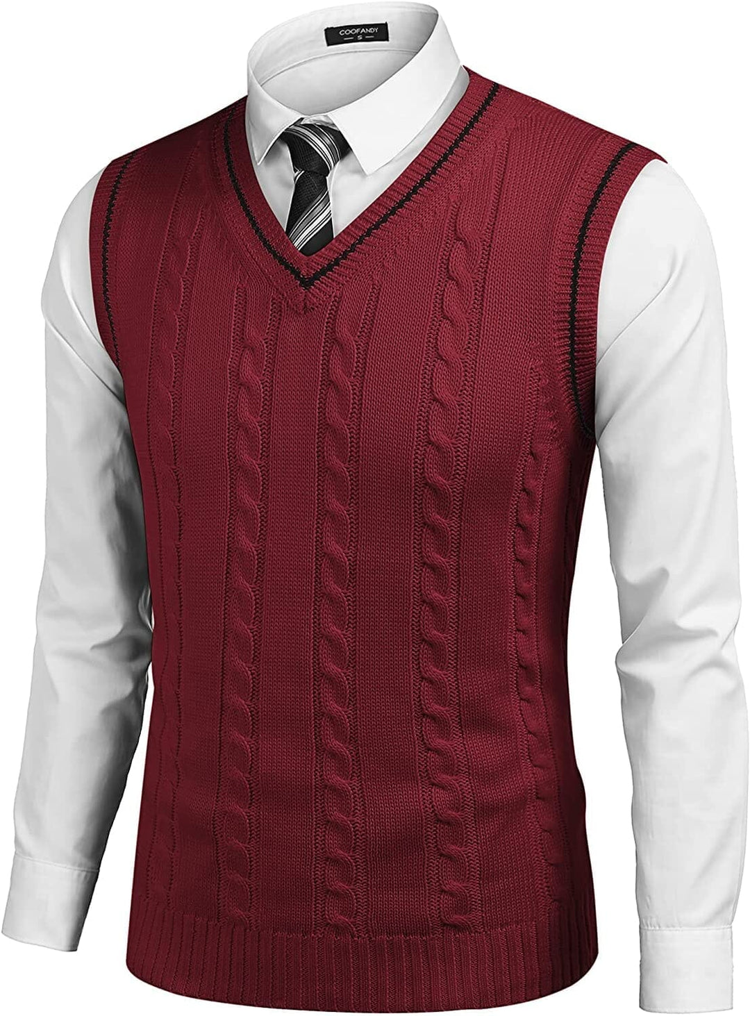 Stijlvolle gebreide pullover vest met V-hals, ademend en zacht, elegante strepen, perfecte pasvorm voor dames.