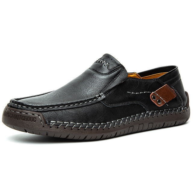"Stijlvolle GS heren loafers met orthopedische zool, donkerbruin leer, geschikt voor formele en casual gelegenheden."