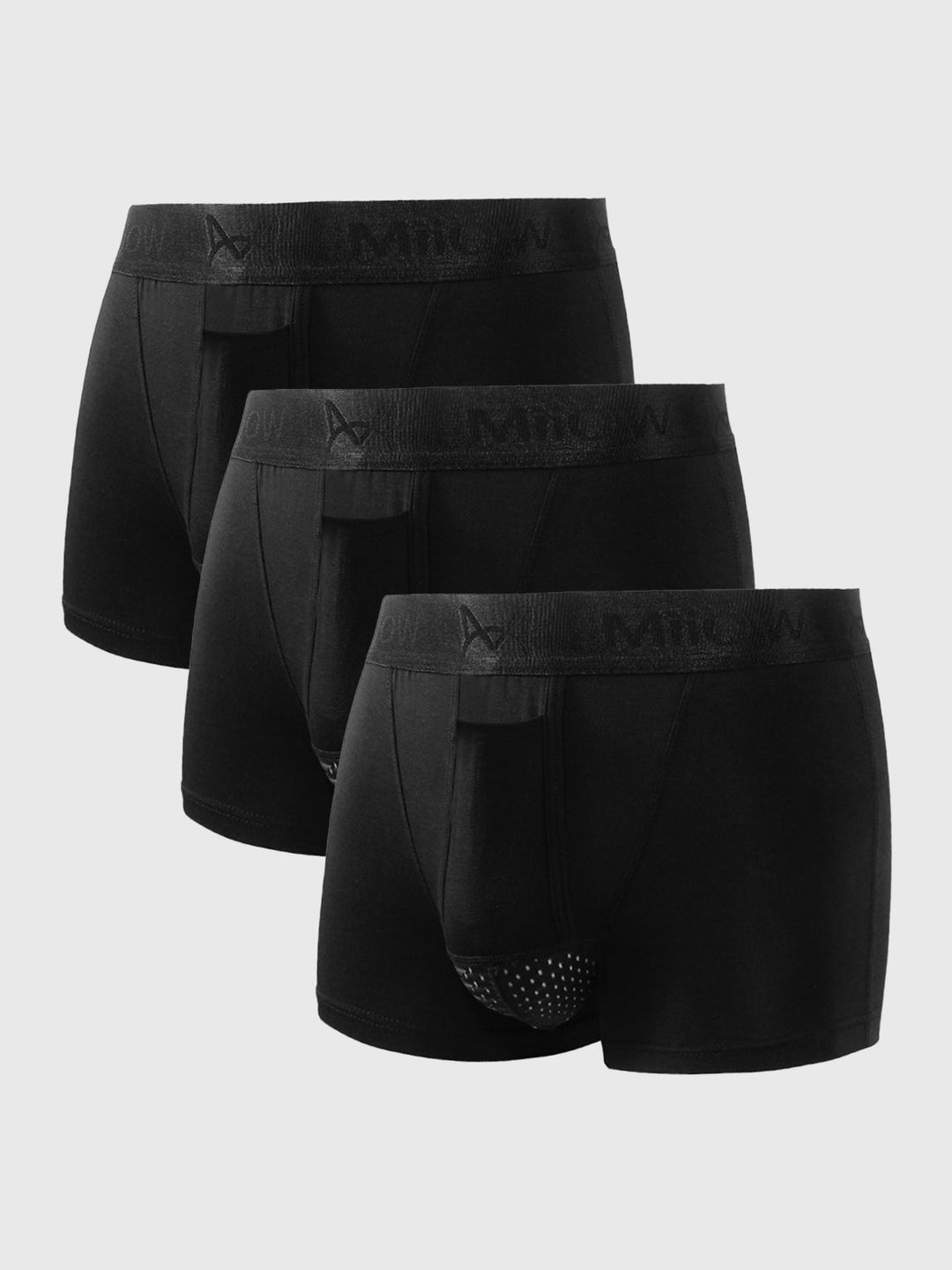 "Stijlvolle heren boxershorts set van 3, ademend katoen, in blauw, grijs, zwart, met comfortabele elastische tailleband."