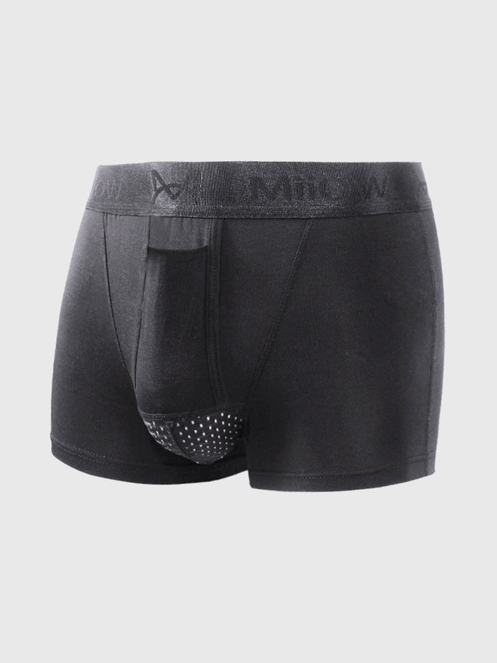 "Stijlvolle heren boxershorts set van 3, ademend katoen, in blauw, grijs, zwart, met comfortabele elastische tailleband."