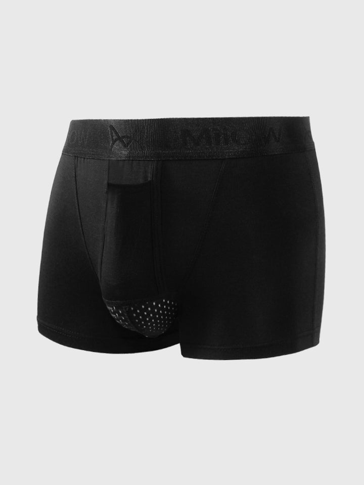 "Stijlvolle heren boxershorts set van 3, ademend katoen, in blauw, grijs, zwart, met comfortabele elastische tailleband."