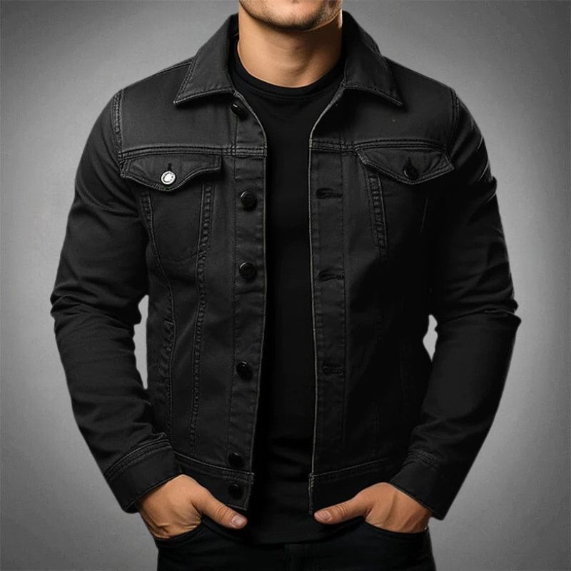 "Stijlvolle heren denim jas, robuust uiterlijk, tijdloos design, klassieke pasvorm, spijkerjas voor veelzijdige outfits."