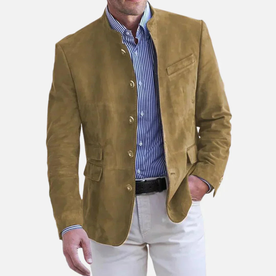 Stijlvolle heren tussenjas, slim fit, met opstaande kraag en knoopsluiting. Ideaal voor een moderne, tijdloze look.