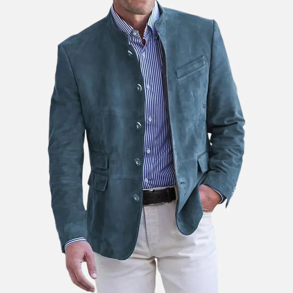Stijlvolle heren tussenjas, slim fit, met opstaande kraag en knoopsluiting. Ideaal voor een moderne, tijdloze look.