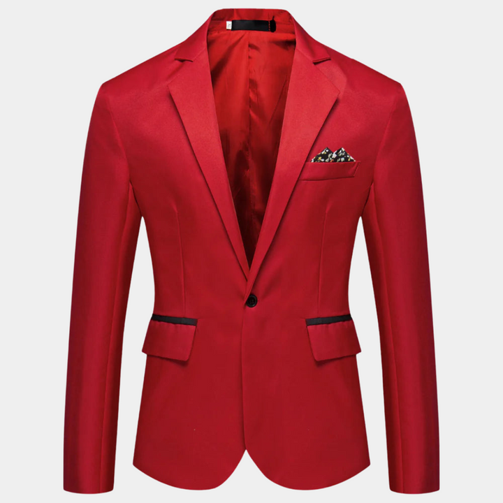 "Stijlvolle herenblazer in luxe polyester, verkrijgbaar in diverse kleuren en maten, voor elke gelegenheid en stijl."