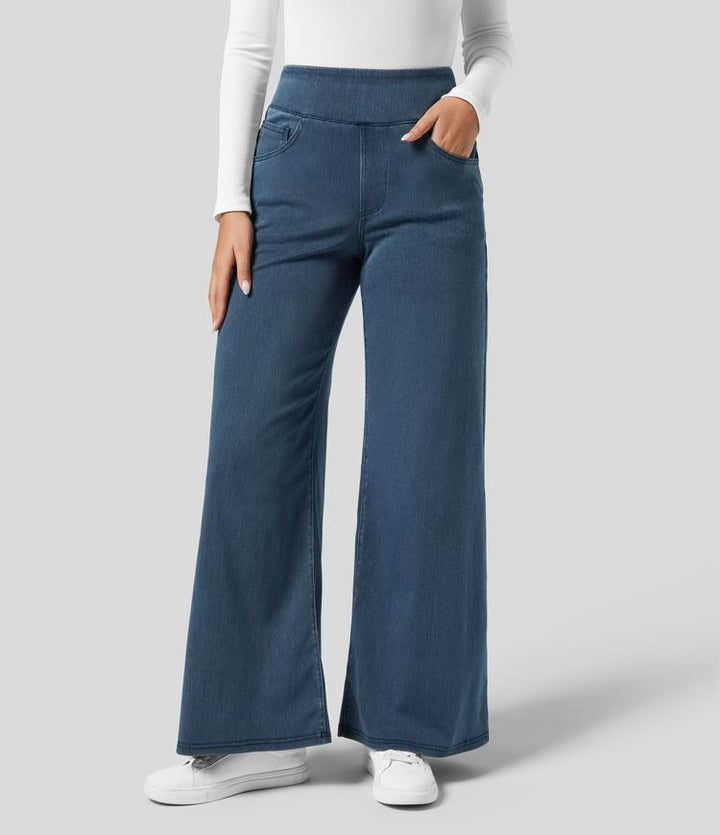 "Stijlvolle hoge taille elastische broek voor dames, flatteuze pasvorm, veelzijdig en comfortabel voor elke gelegenheid."