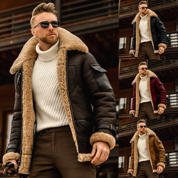 "Stijlvolle khaki winterjas voor heren, duurzaam en warm, ideaal voor winterkou en trendy uitstraling."