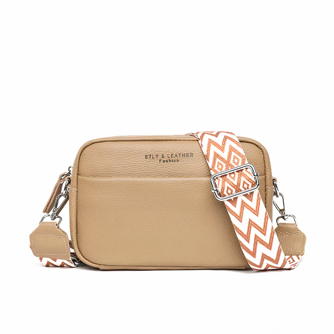 "Stijlvolle lederen dames crossbody tas met verstelbare riem, elegant ontwerp en duurzame kwaliteit in beige, blauw, groen, k